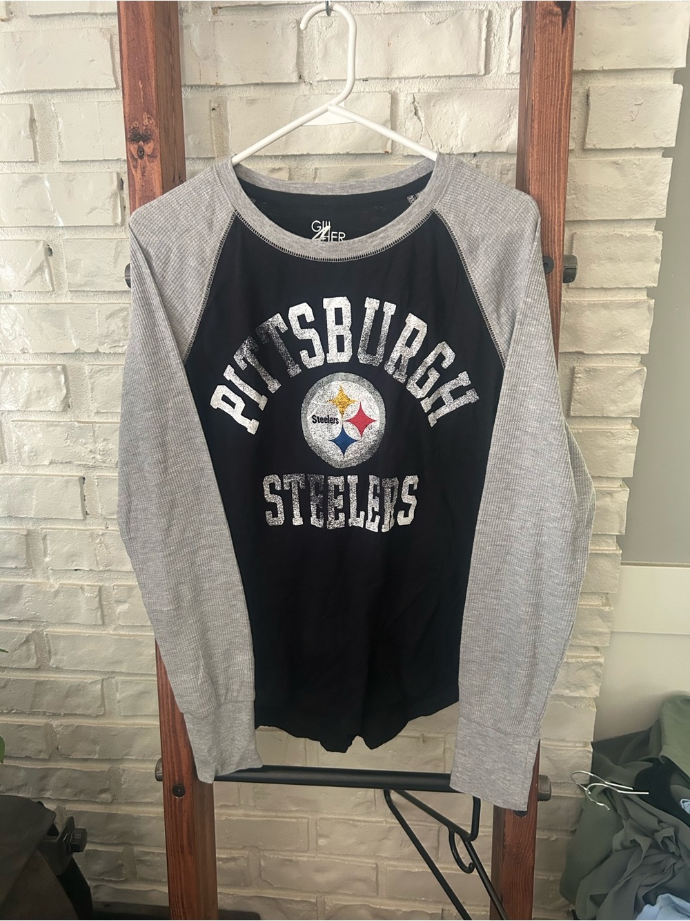 Women's Pittsburgh Steelers G-III 4Her Waffle Knit Raglan Long Sleeve T-Shirt